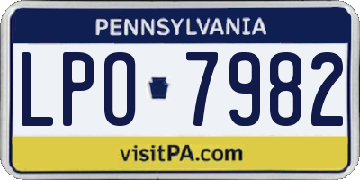 PA license plate LPO7982