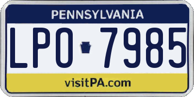 PA license plate LPO7985