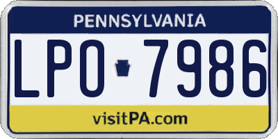 PA license plate LPO7986