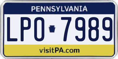 PA license plate LPO7989