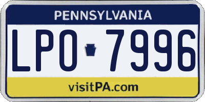 PA license plate LPO7996