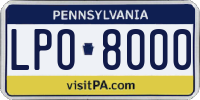 PA license plate LPO8000