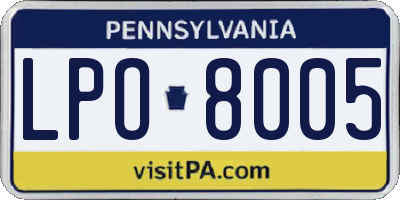 PA license plate LPO8005