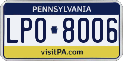 PA license plate LPO8006