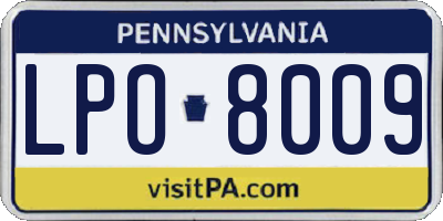 PA license plate LPO8009