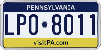 PA license plate LPO8011