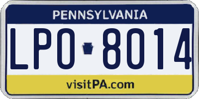 PA license plate LPO8014