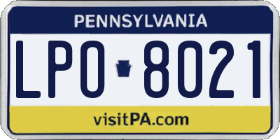 PA license plate LPO8021