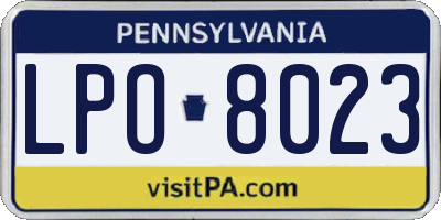 PA license plate LPO8023