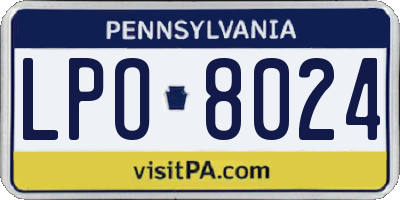 PA license plate LPO8024