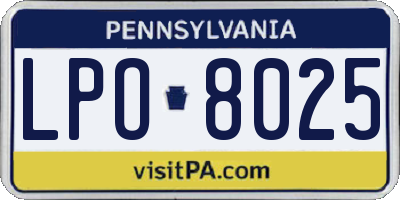 PA license plate LPO8025