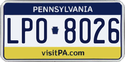 PA license plate LPO8026