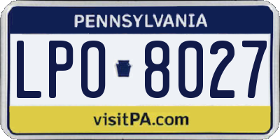 PA license plate LPO8027