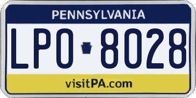 PA license plate LPO8028