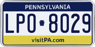 PA license plate LPO8029