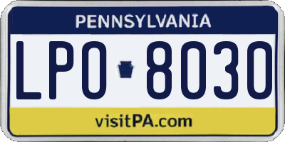 PA license plate LPO8030