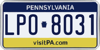 PA license plate LPO8031