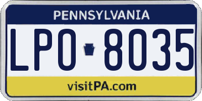 PA license plate LPO8035