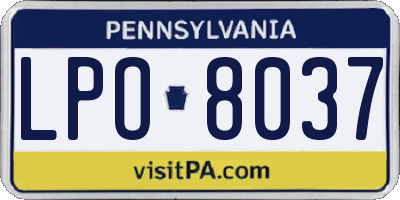 PA license plate LPO8037