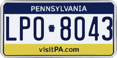 PA license plate LPO8043