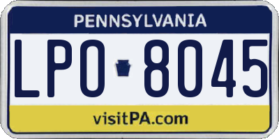 PA license plate LPO8045