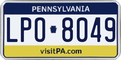 PA license plate LPO8049