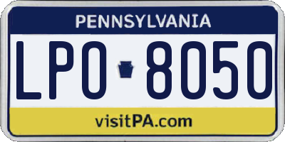 PA license plate LPO8050