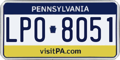 PA license plate LPO8051