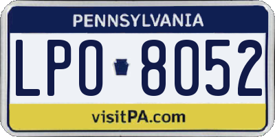 PA license plate LPO8052