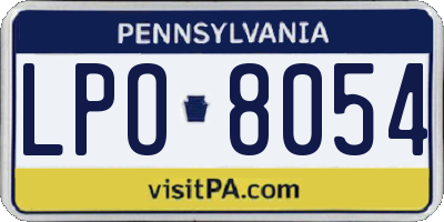 PA license plate LPO8054