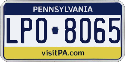 PA license plate LPO8065