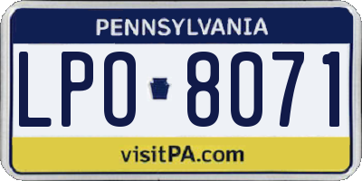 PA license plate LPO8071