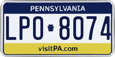 PA license plate LPO8074