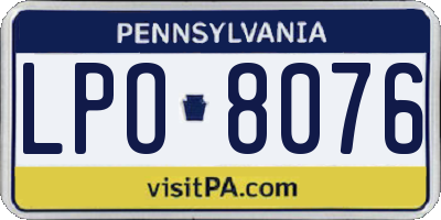 PA license plate LPO8076
