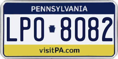 PA license plate LPO8082