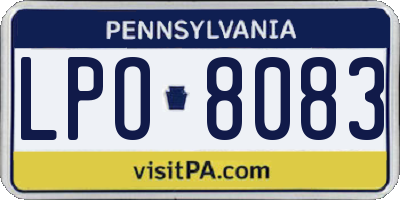 PA license plate LPO8083