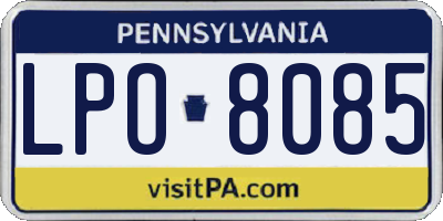 PA license plate LPO8085
