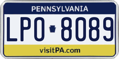 PA license plate LPO8089