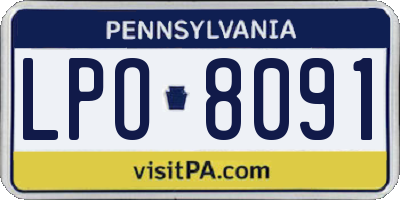 PA license plate LPO8091