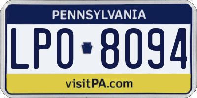 PA license plate LPO8094