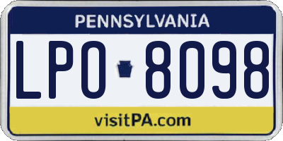 PA license plate LPO8098
