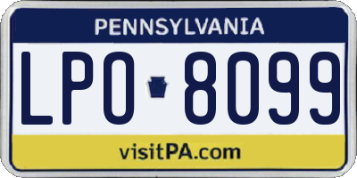 PA license plate LPO8099