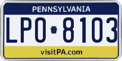 PA license plate LPO8103