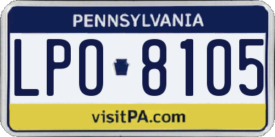 PA license plate LPO8105