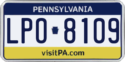 PA license plate LPO8109