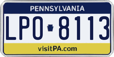 PA license plate LPO8113