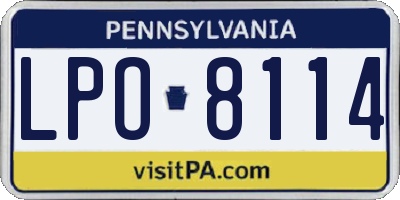 PA license plate LPO8114