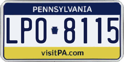 PA license plate LPO8115