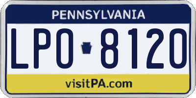 PA license plate LPO8120