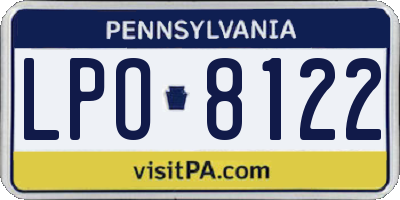 PA license plate LPO8122
